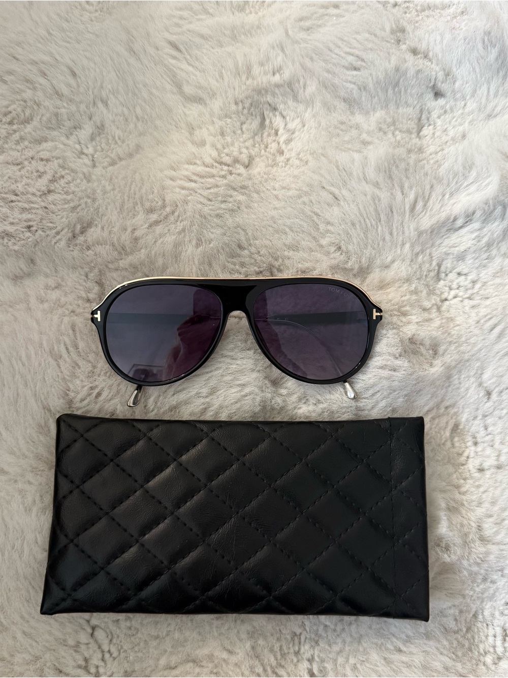 Tom Ford Black Aviator Sunglasses with Dark Lenses